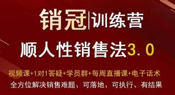 爆款！销冠训练营3.0之顺人性销售法，全方位解决销售难题、可落地、可执行、有结果-简创项目网