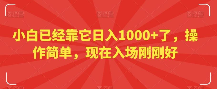 小白已经靠它日入1000+了，操作简单，现在入场刚刚好【揭秘】-简创项目网