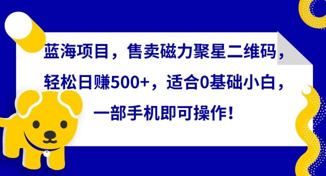 蓝海项目，售卖磁力聚星二维码，轻松日赚500+，适合0基础小白，一部手机即可操作【揭秘】-简创项目网