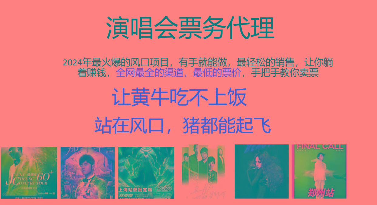 2024年最火爆风口项目，演唱会票务代理，日入2000+，一部手机就能搞定！-简创项目网
