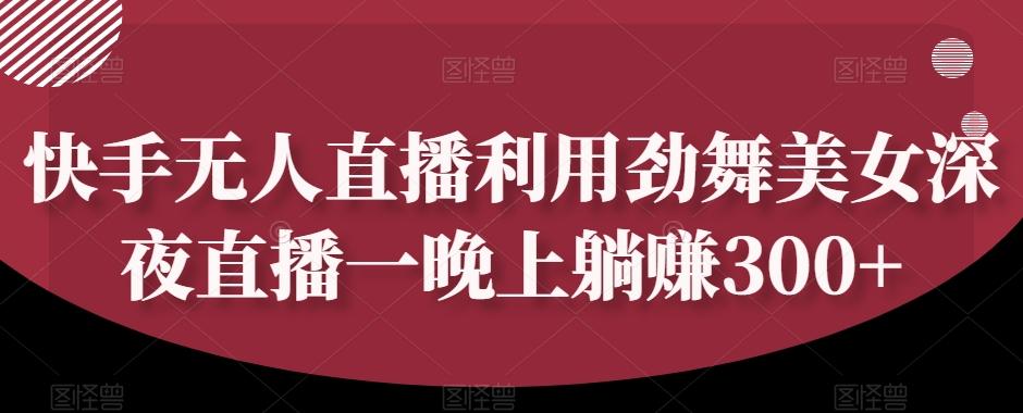 快手无人直播利用劲舞美女深夜直播一晚上躺赚300+-简创项目网