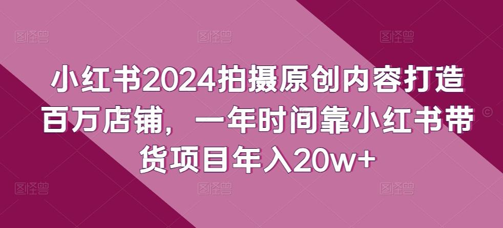 小红书2024拍摄原创内容打造百万店铺，一年时间靠小红书带货项目年入20w+-简创项目网