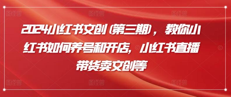 2024小红书文创(第三期)，教你小红书如何养号和开店，小红书直播带货卖文创等-简创项目网