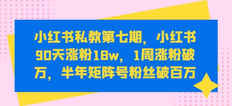 小红书私教第七期，小红书90天涨粉18w，1周涨粉破万，半年矩阵号粉丝破百万-简创项目网