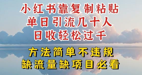 小红书靠复制粘贴单日引流几十人目收轻松过千，方法简单不违规【揭秘】-简创项目网