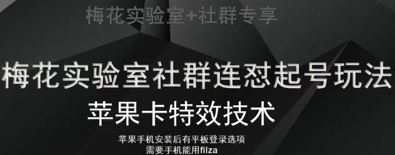 梅花实验室社群视频号连怼起号玩法，最新苹果卡特效技术-简创项目网