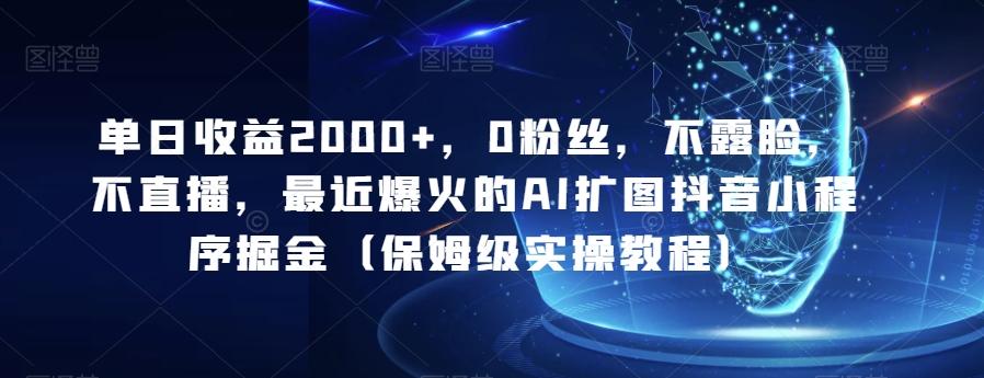 单日收益2000+，0粉丝，不露脸，不直播，最近爆火的AI扩图抖音小程序掘金（保姆级实操教程）-简创项目网