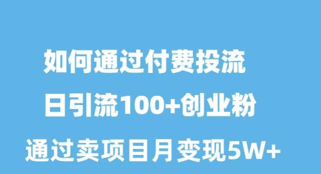 如何通过付费投流日引流100+创业粉月变现5W+-简创项目网