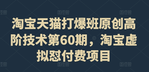 淘宝天猫打爆班原创高阶技术第60期，淘宝虚拟怼付费项目-简创项目网