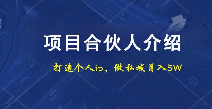 项目合伙人项目，打造个人IP，做私域月入5W，小白勿扰-简创项目网
