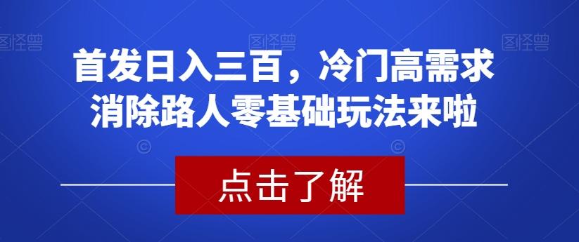 首发日入三百，冷门高需求消除路人零基础玩法来啦【揭秘】-简创项目网