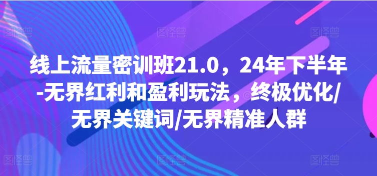 线上流量密训班21.0，24年下半年-无界红利和盈利玩法，终极优化/无界关键词/无界精准人群-简创项目网
