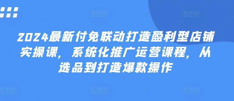 2024最新付免联动打造盈利型店铺实操课，​系统化推广运营课程，从选品到打造爆款操作-简创项目网