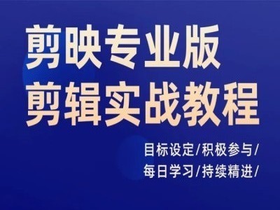 剪映专业版剪辑实战教程，目标设定/积极参与/每日学习/持续精进-简创项目网