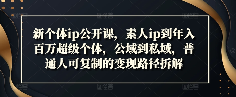 新个体ip公开课，素人ip到年入百万超级个体，公域到私域，普通人可复制的变现路径拆解-简创项目网