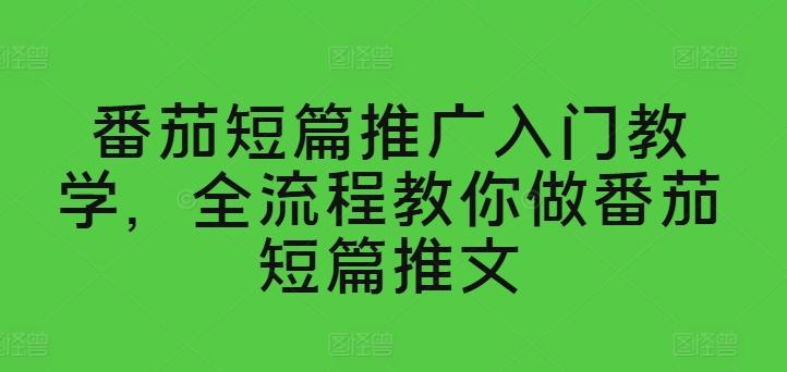 番茄短篇推广入门教学，全流程教你做番茄短篇推文-简创项目网