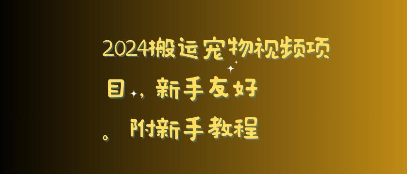 2024搬运宠物视频项目，新手友好，完美去重，附新手教程【揭秘】-简创项目网