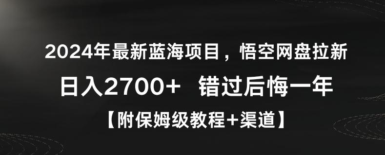 2024年最新蓝海项目，悟空网盘拉新，日入2700+错过后悔一年【附保姆级教程+渠道】【揭秘】-简创项目网