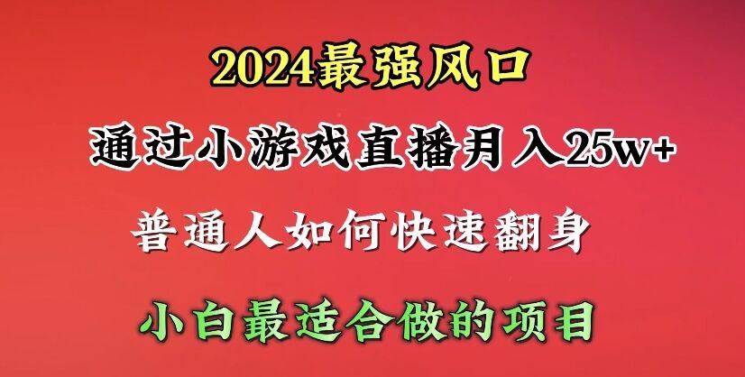 (10020期)2024年最强风口，通过小游戏直播月入25w+单日收益5000+小白最适合做的项目-简创项目网