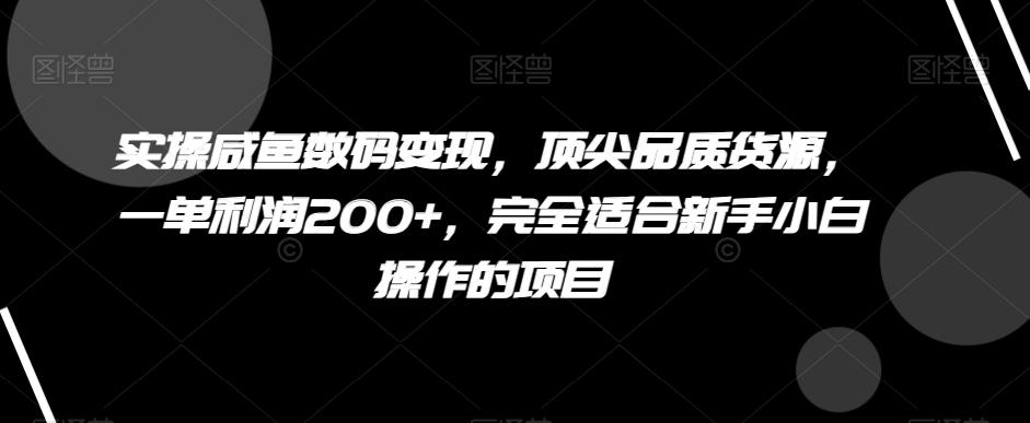 实操咸鱼数码变现，顶尖品质货源，一单利润200+，完全适合新手小白操作的项目【揭秘】-简创项目网