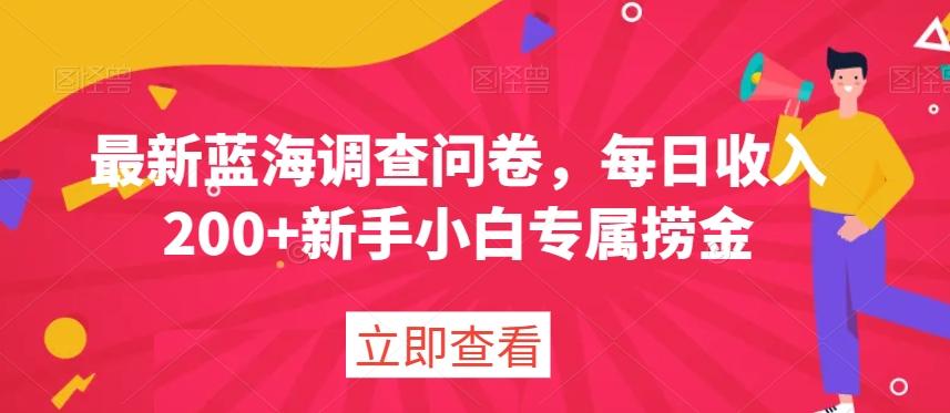 最新蓝海调查问卷，每日收入200+新手小白专属捞金-简创项目网