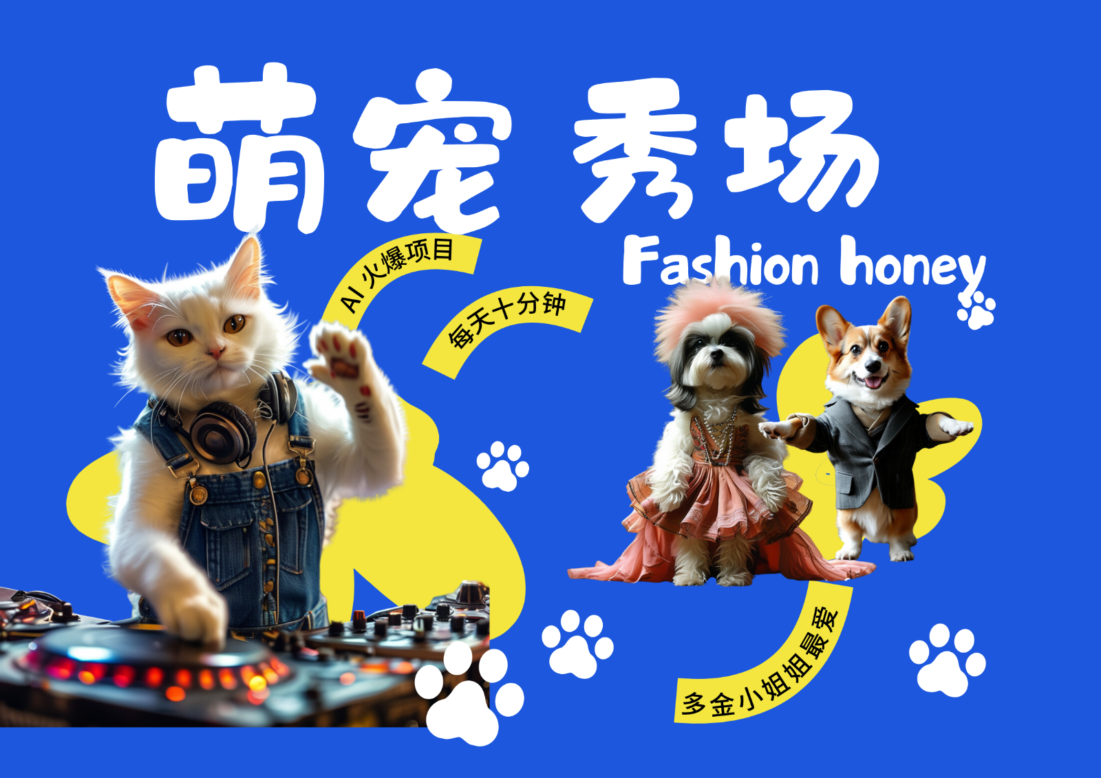 酷飒动物跳舞走秀 时尚喵FASHION汪 多金小姐姐最爱的 轻松月入破W-简创项目网