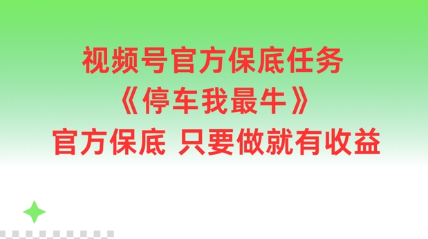 视频号官方保底任务，停车我最牛，官方保底只要做就有收益【揭秘】-简创项目网