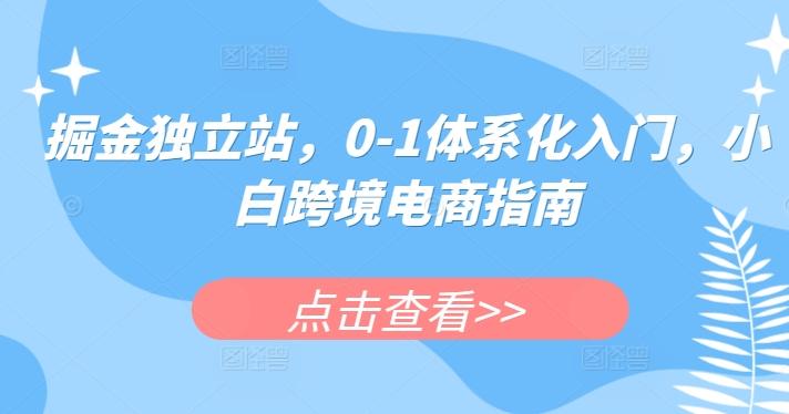 掘金独立站，0-1体系化入门，小白跨境电商指南-简创项目网