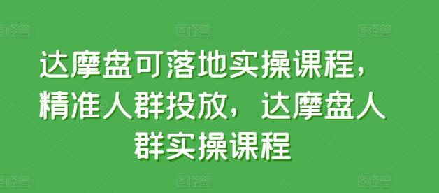 达摩盘可落地实操课程，精准人群投放，达摩盘人群实操课程-简创项目网