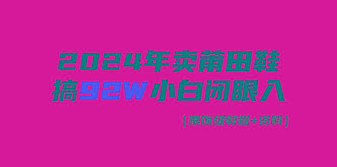 (9329期)2024年卖莆田鞋，搞了92W，小白闭眼操作！-简创项目网