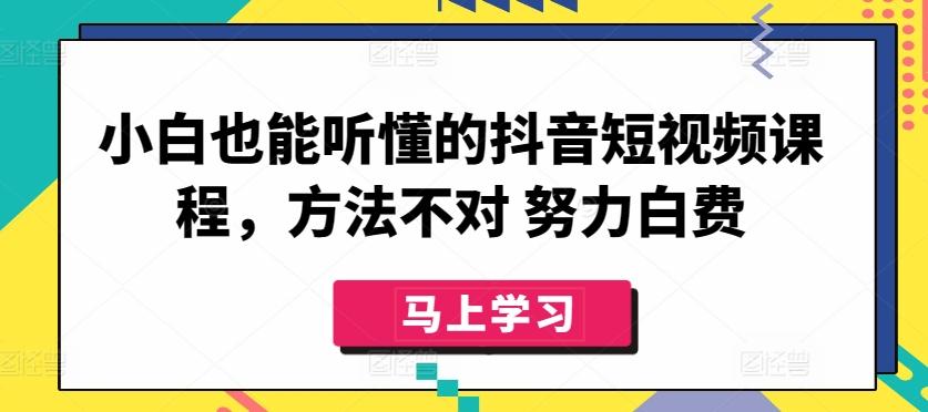 小白也能听懂的抖音短视频课程，方法不对 努力白费-简创项目网