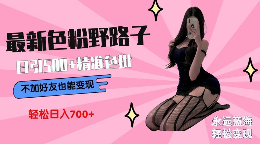 最新色粉变现野路子，日引500+老色批 可不加好友直接变现 小白轻松日入700+-简创项目网