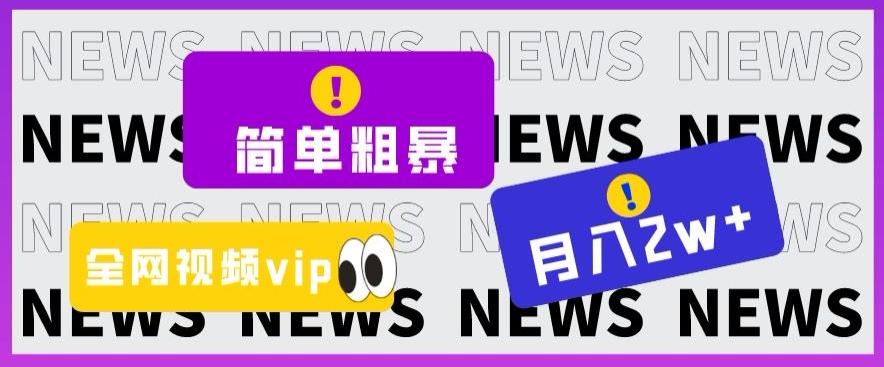 简单粗暴零成本，高回报，全网视频VIP掘金项目，月入2万＋【揭秘】-简创项目网