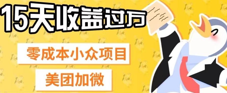 零成本小众项目，美团加微，一单4.5+，15天已经有人赚上万收益-简创项目网