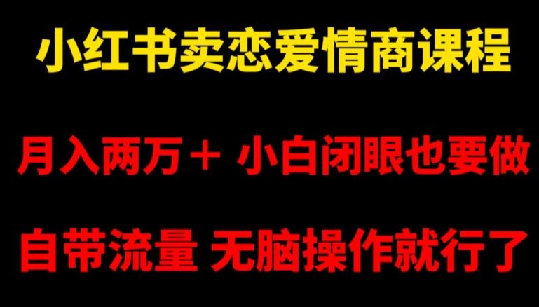 小红书卖恋爱情商课程，月入两万＋，小白闭眼也要做，自带流量，无脑操作就行了【揭秘】-简创项目网