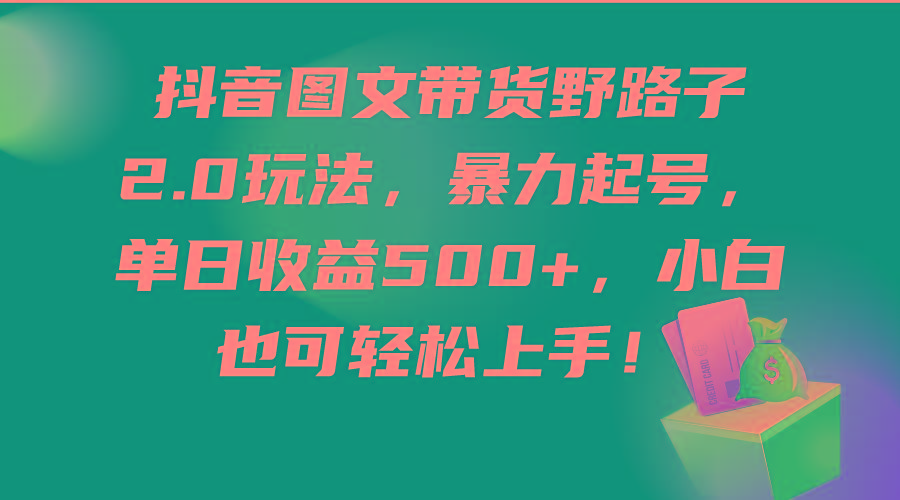 (9790期)抖音图文带货野路子2.0玩法，暴力起号，单日收益500+，小白也可轻松上手！-简创项目网