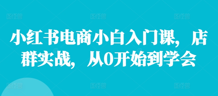 小红书电商小白入门课，店群实战，从0开始到学会-简创项目网