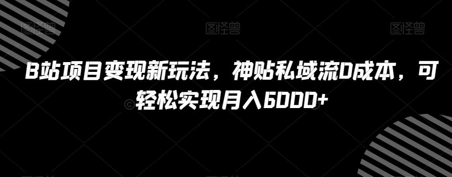 B站项目变现新玩法，神贴私域流0成本，可轻松实现月入6000+【揭秘】-简创项目网