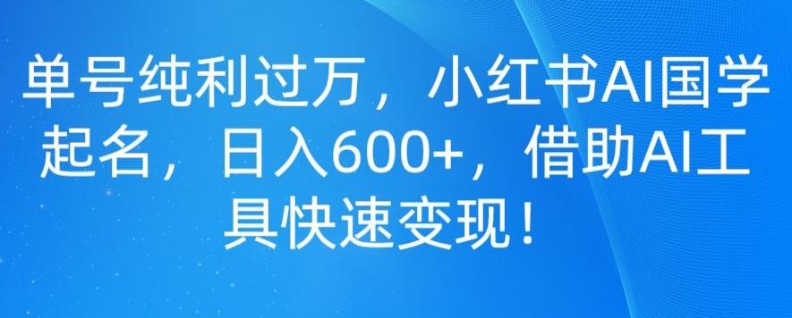 单号纯利过万，小红书AI国学起名，日入600+，借助AI工具快速变现-简创项目网