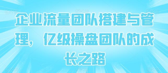 企业流量团队搭建与管理，亿级操盘团队的成长之路-简创项目网