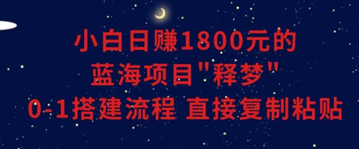 小白能日赚1800元的蓝海项目”释梦”0-1搭建流程可直接复制粘贴长期做【揭秘】-简创项目网