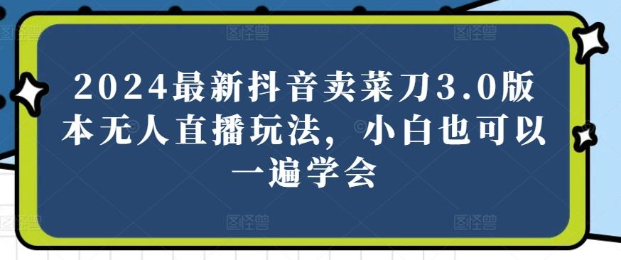 2024最新抖音卖菜刀3.0版本无人直播玩法，小白也可以一遍学会【揭秘】-简创项目网