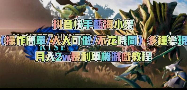 抖音快手蓝海小众（操作简单人人可做不花时间）多种变现月入2w＋暴利单机游戏教程-简创项目网