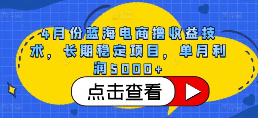 4月份蓝海电商撸收益技术，长期稳定项目，单月利润5000+【揭秘】-简创项目网