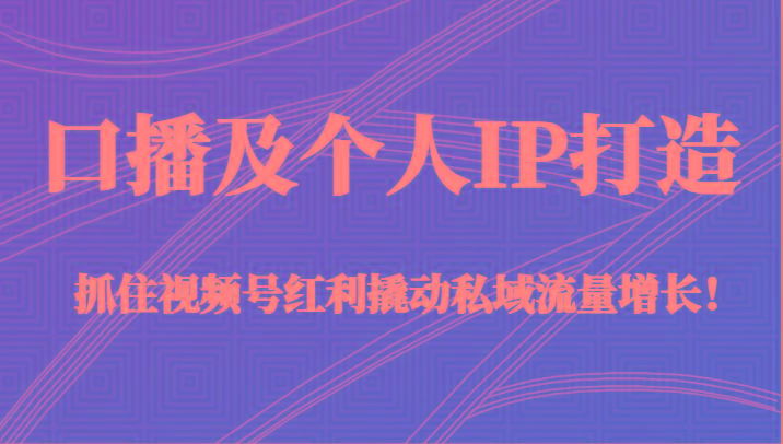 口播及个人IP打造，抓住视频号红利撬动私域流量增长！（45节课）-简创项目网