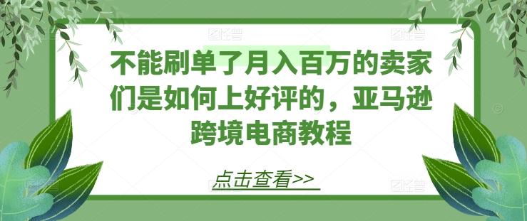 不能刷单了月入百万的卖家们是如何上好评的，亚马逊跨境电商教程-简创项目网