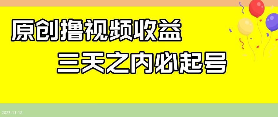 最新撸视频收益，三天之内必起号，一天保底100+【揭秘】-简创项目网