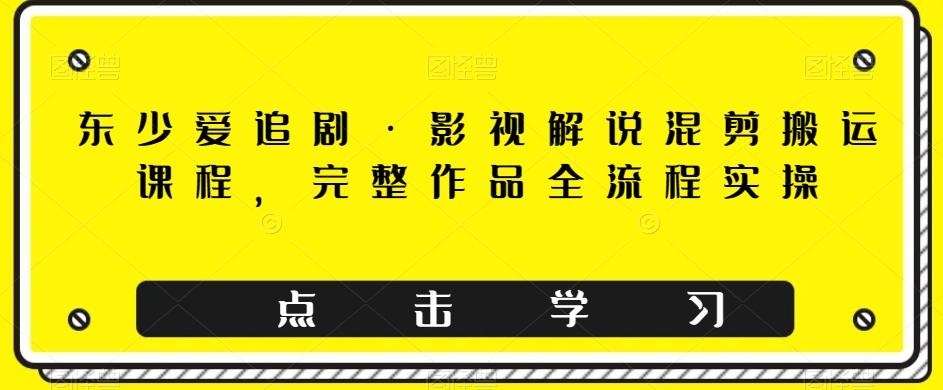 东少爱追剧·影视解说混剪搬运课程，完整作品全流程实操-简创项目网