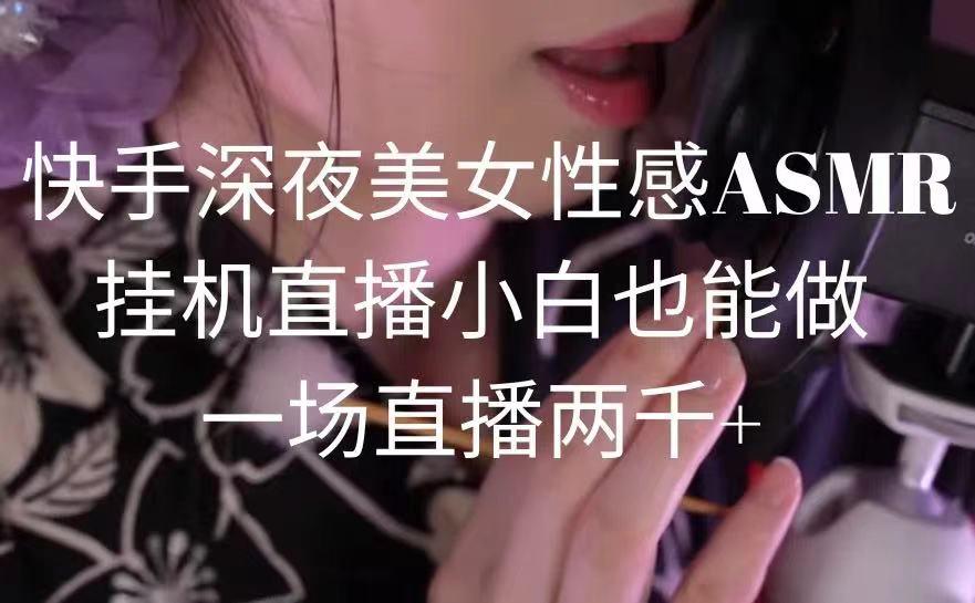 快手深夜美女性感ASMR挂机直播，小白也能做，一场直播两千+-简创项目网