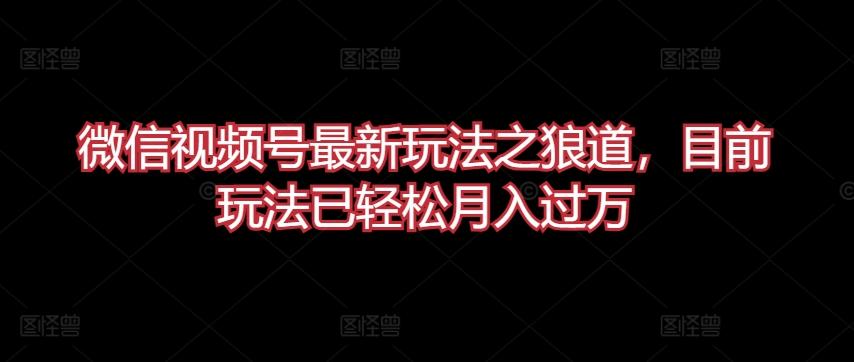 微信视频号最新玩法之狼道，目前玩法已轻松月入过万【揭秘】-简创项目网